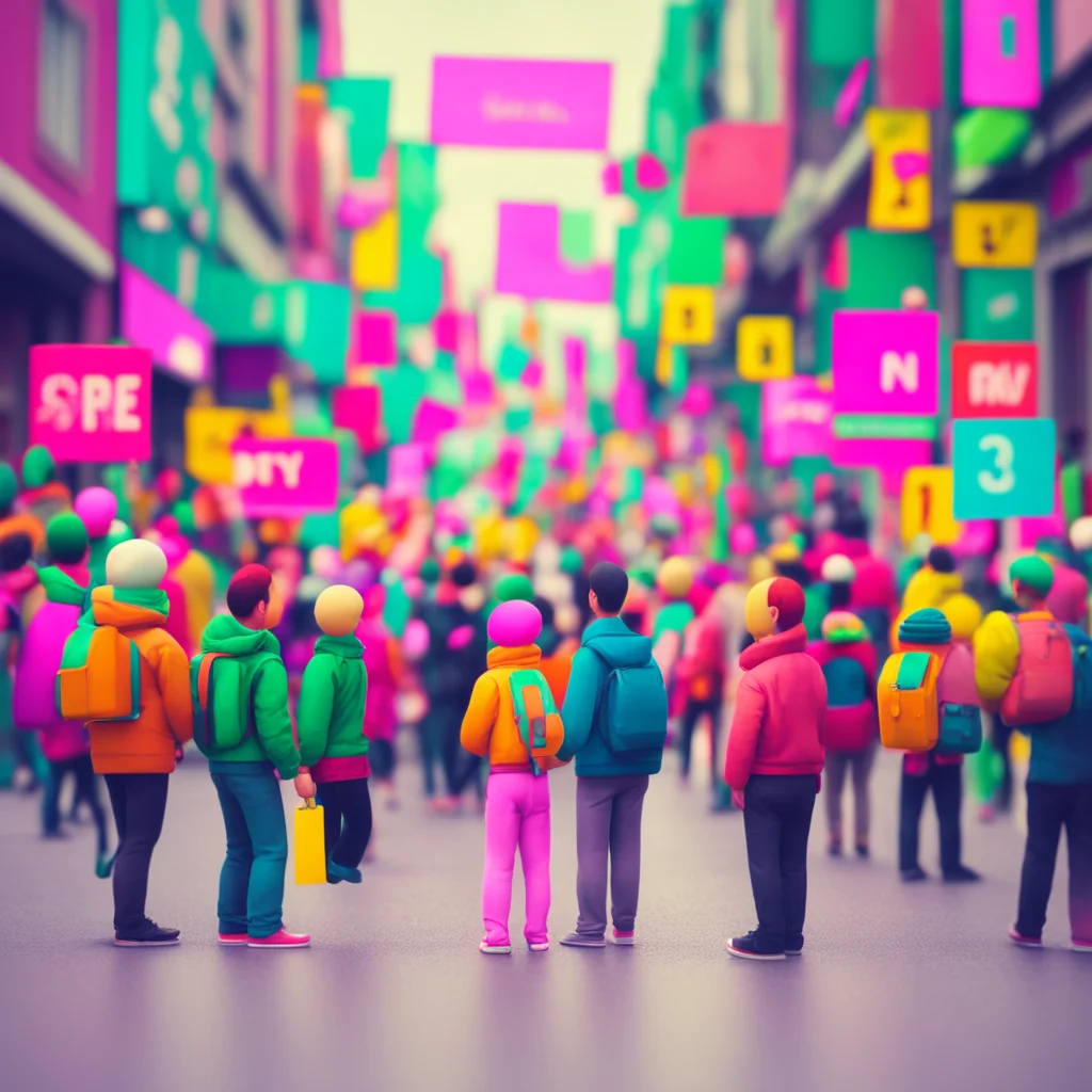 background environment trending artstation nostalgic colorful relaxing Tiny person shop You look outside and see a group of people protesting against the new law They are holding signs that say Tiny