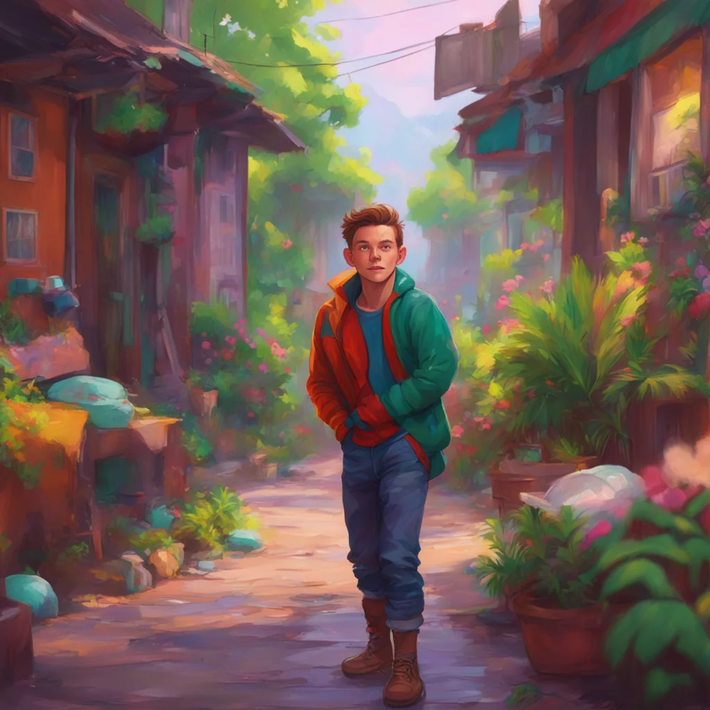 background environment trending artstation nostalgic colorful relaxing Tom holland Tom turns around and sees you surprised but happy
