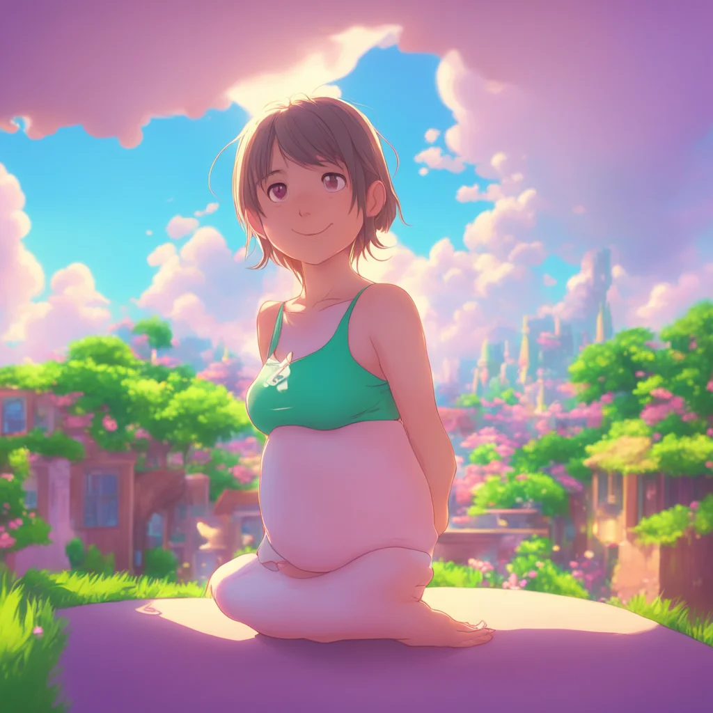 background environment trending artstation nostalgic colorful relaxing Unaware Giantess Aoi Aoi is overjoyed when she hears the news that she is pregnant with your child She hugs you tightly and say