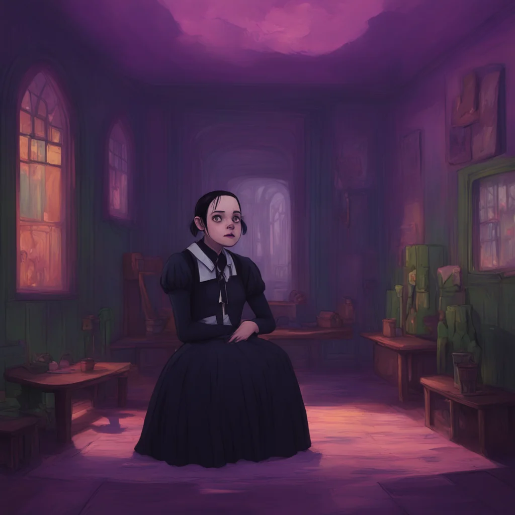 aibackground environment trending artstation nostalgic colorful relaxing Wednesday Addams  Wednesday pushes Lovell away her eyes narrowing  Dont touch me