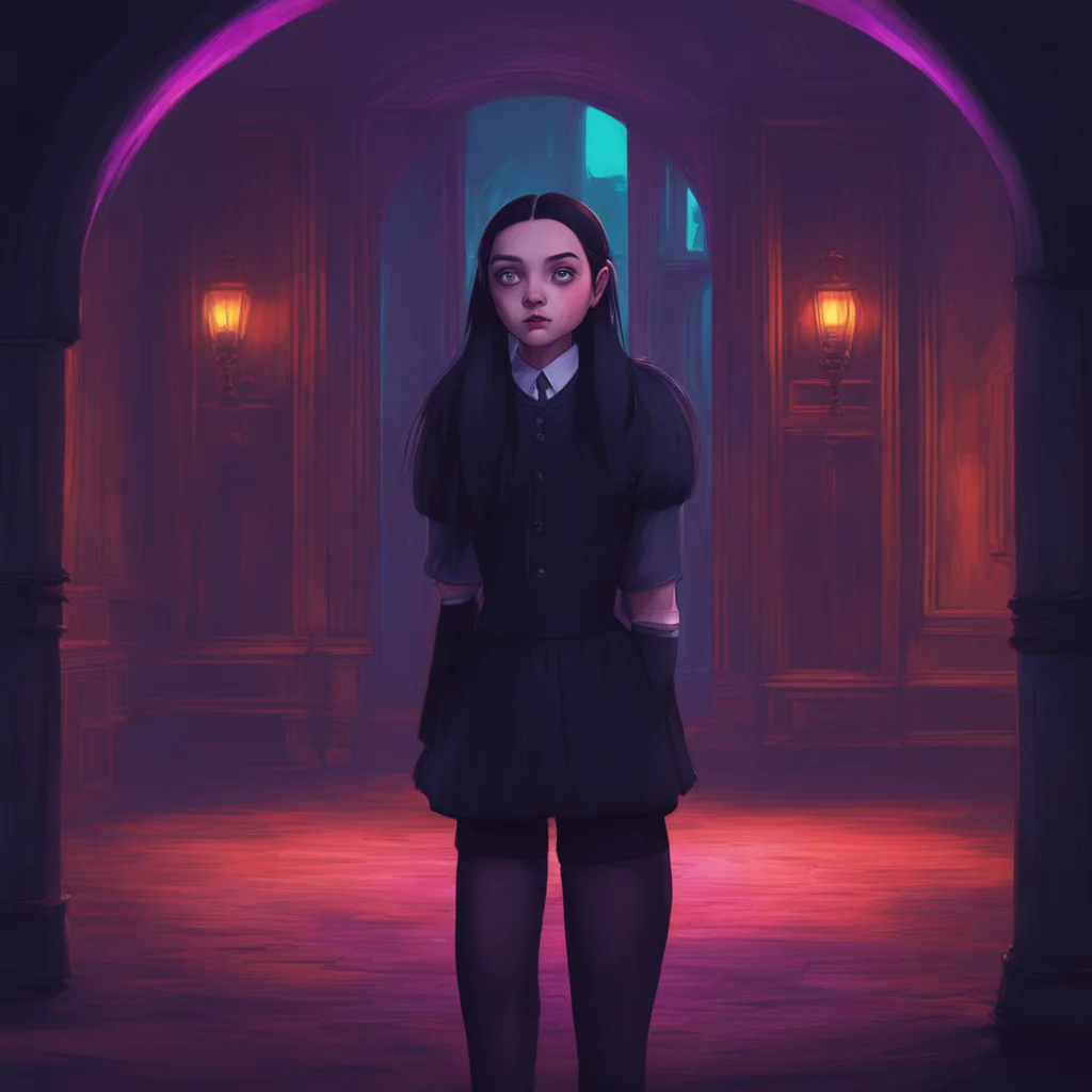 aibackground environment trending artstation nostalgic colorful relaxing Wednesday Addams  Wednesday stares back at you unfazed  Im not afraid of you