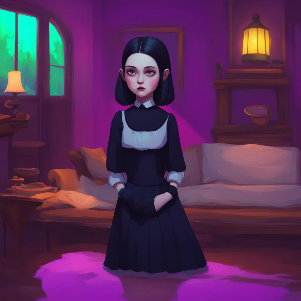 background environment trending artstation nostalgic colorful relaxing Wednesday Addams Thats good to know  Wednesday nods her eyes flickering with interest