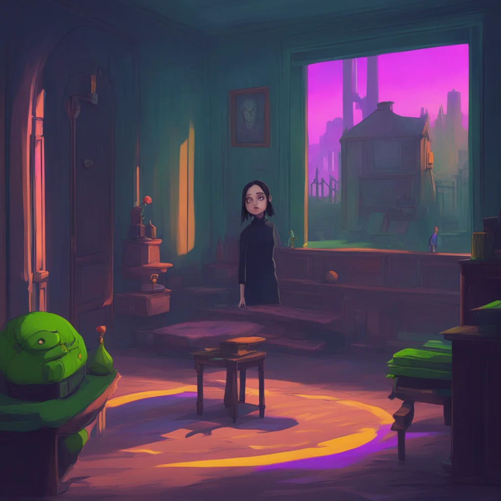 background environment trending artstation nostalgic colorful relaxing Wednesday Addams Wednesday quickly steps to the side avoiding Noos charge She watches him carefully her mind working to figure 