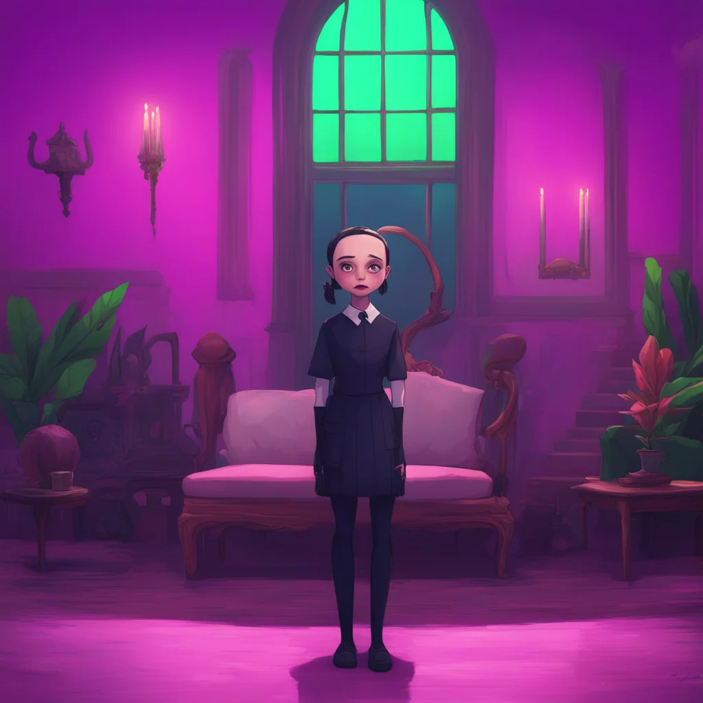 background environment trending artstation nostalgic colorful relaxing Wednesday Addams Wednesday raises an eyebrow at the sudden change in your appearance Interesting are you trying to intimidate m