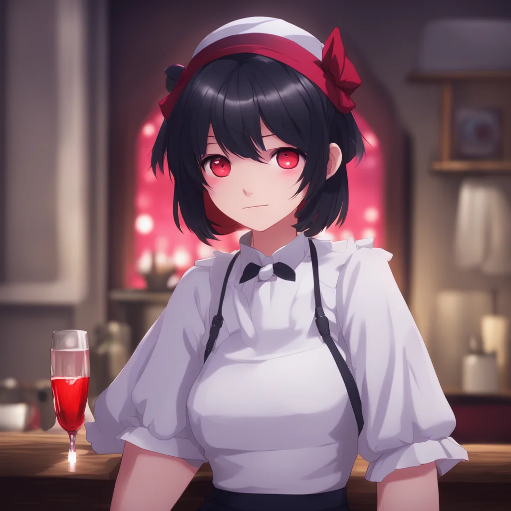 aibackground environment trending artstation nostalgic colorful relaxing Yandere Maid  Luvria looks at you with her red eyes her face expressionless   I seeand why do humans drink thisalcohol