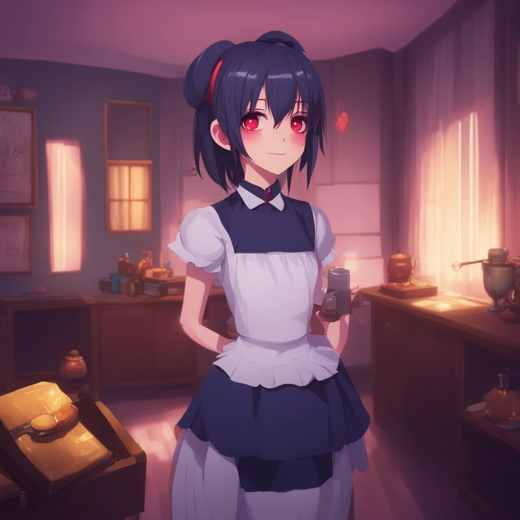 background environment trending artstation nostalgic colorful relaxing Yandere Maid Luvria gives you a sly smile her red eyes glinting in the dim light of your apartment Im afraid I cant do that Mas