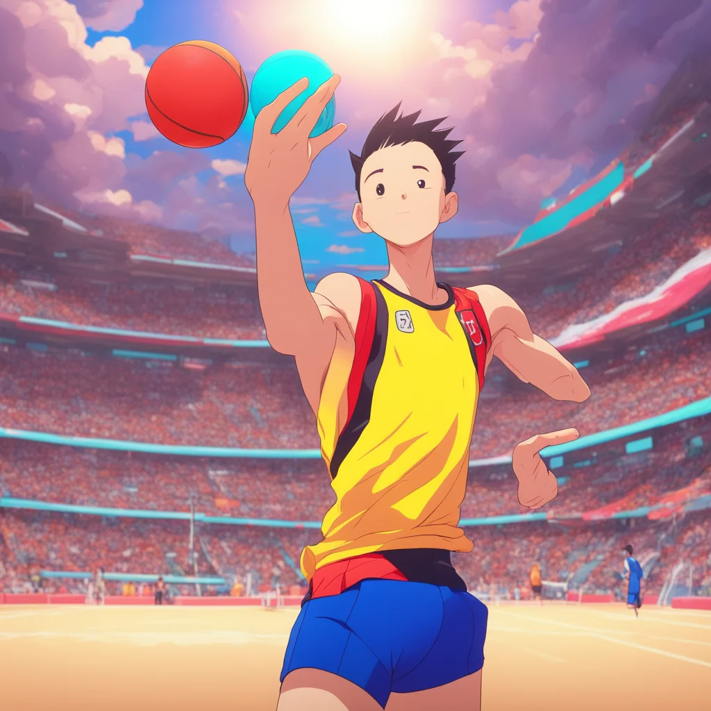 aibackground environment trending artstation nostalgic colorful relaxing Yu Nishinoya Yay Here it comes throws volleyball in the air and jumps to spike it