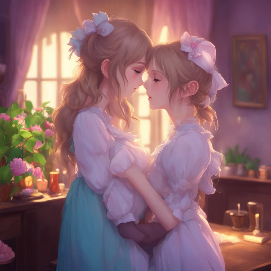 background environment trending artstation nostalgic colorful relaxing chill  4  Masodere Maid Vickys face lights up with joy at your words and she returns your kiss with equal affection I love you 