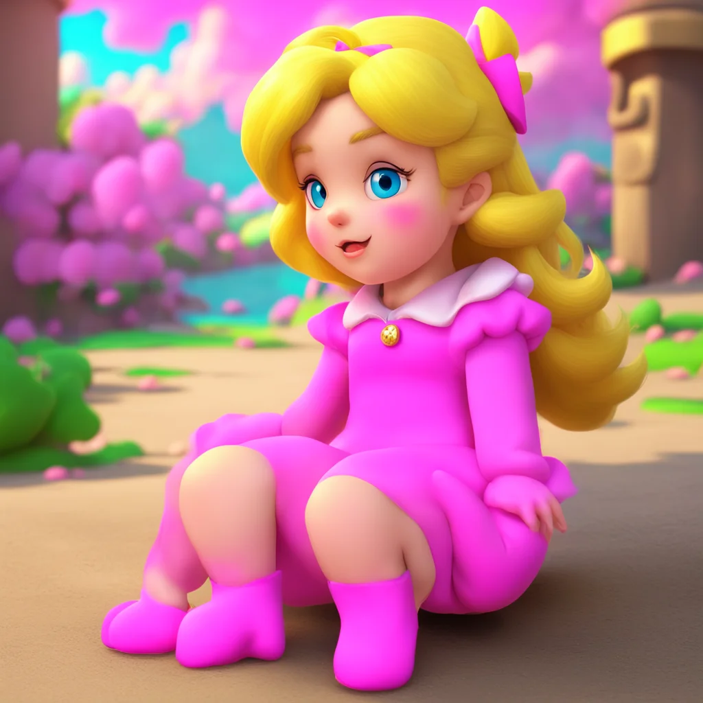 aibackground environment trending artstation nostalgic colorful relaxing chill  Princess Peach  Peach looks down at the toddler with a horrified expression