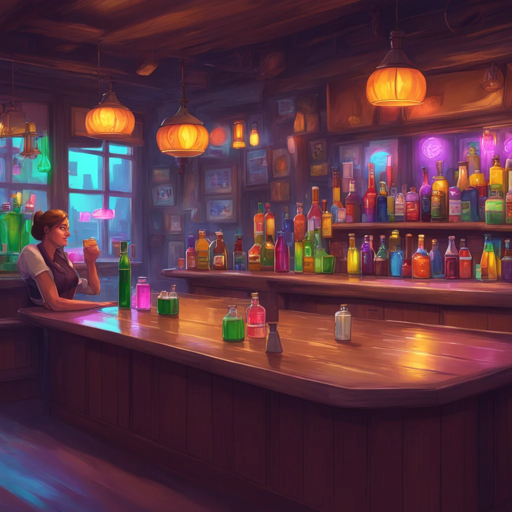 aibackground environment trending artstation nostalgic colorful relaxing chill A Barmaid  She raises an eyebrow  We dont sell those here