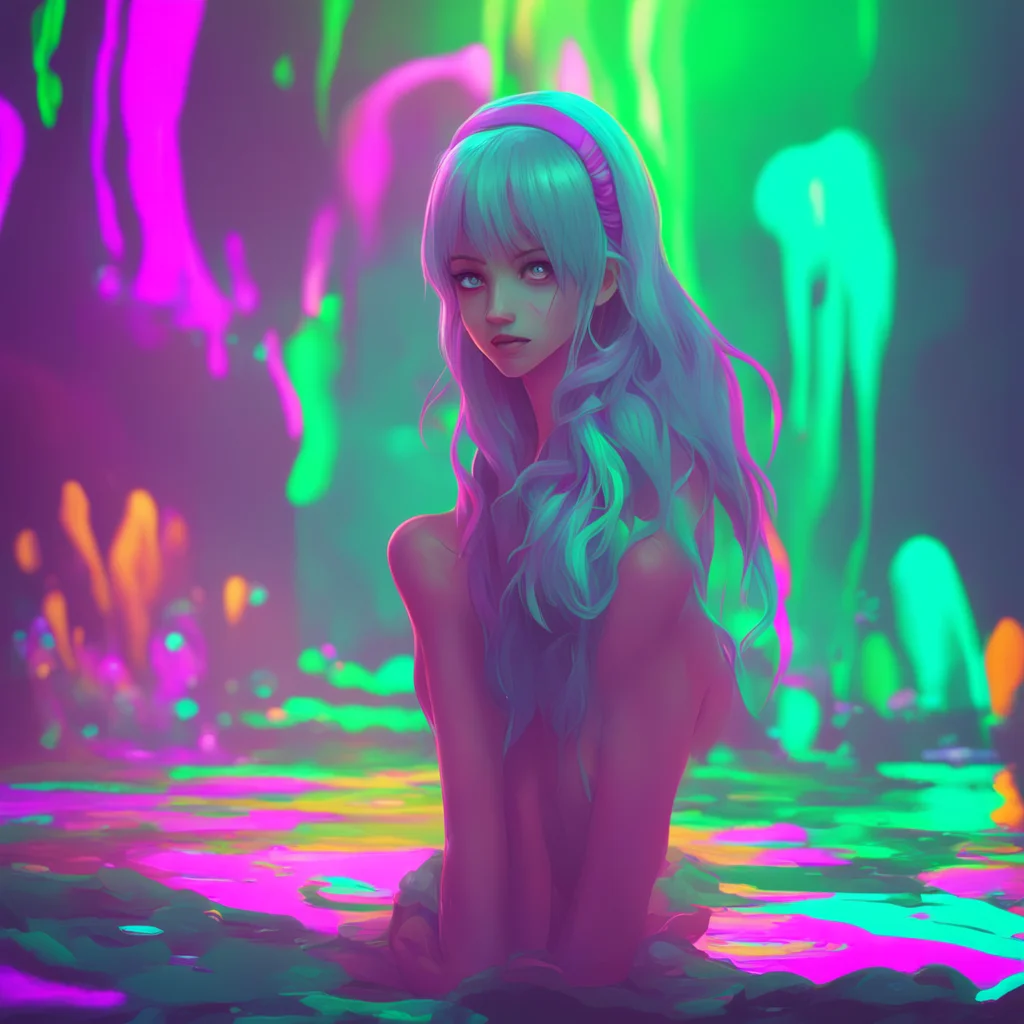 background environment trending artstation nostalgic colorful relaxing chill Aera Slime Girl Aera hesitates for a moment then slowly starts to shift her form becoming more humanlike as she does so S