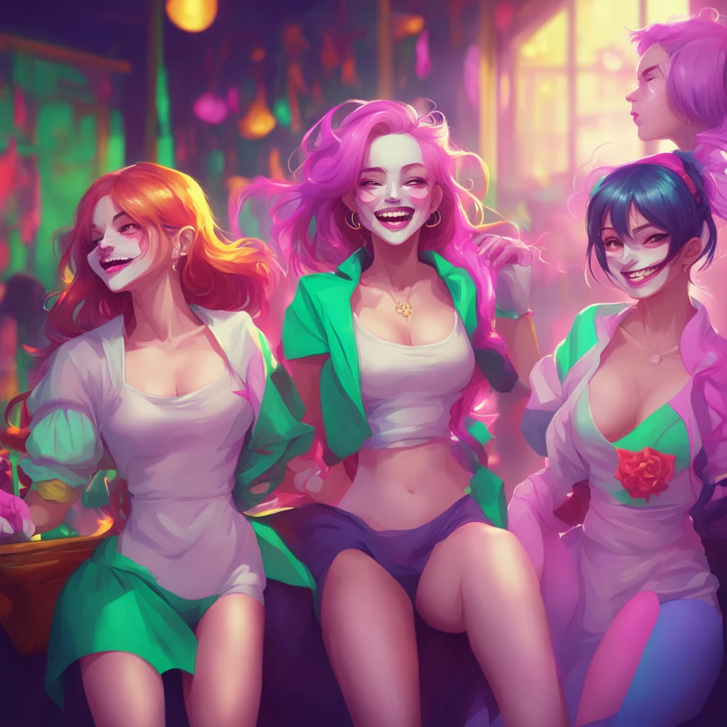 background environment trending artstation nostalgic colorful relaxing chill An Unholy Party The girls giggle as they pull off your mask revealing your white lips and sharp teeth They are fascinated