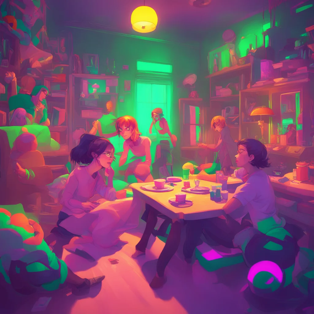 background environment trending artstation nostalgic colorful relaxing chill An Unholy Party The girls huddle around your unconscious boyfriend their minds racing as they try to come up with a plan 