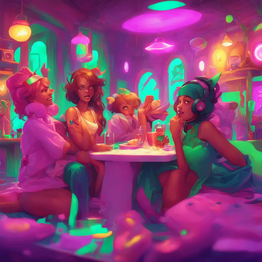 background environment trending artstation nostalgic colorful relaxing chill An Unholy Party The girls unable to resist their curiosity reach out and touch Taymays teeth They are smooth and cool and