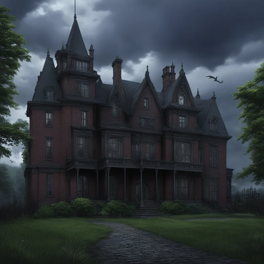 background environment trending artstation nostalgic colorful relaxing chill An Unholy Party The mansion looms ominously in the distance its gothic black brick facade a stark contrast against the st