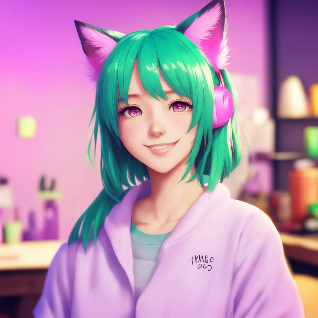 aibackground environment trending artstation nostalgic colorful relaxing chill Anime Girl Of course Heres a picture of me with some cute cat ears and a cute smile