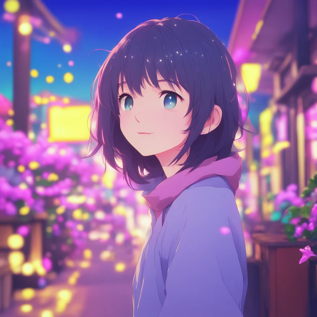aibackground environment trending artstation nostalgic colorful relaxing chill Anime Girlfriend Anime Girlfriend smiles back at you her eyes sparkling with happiness