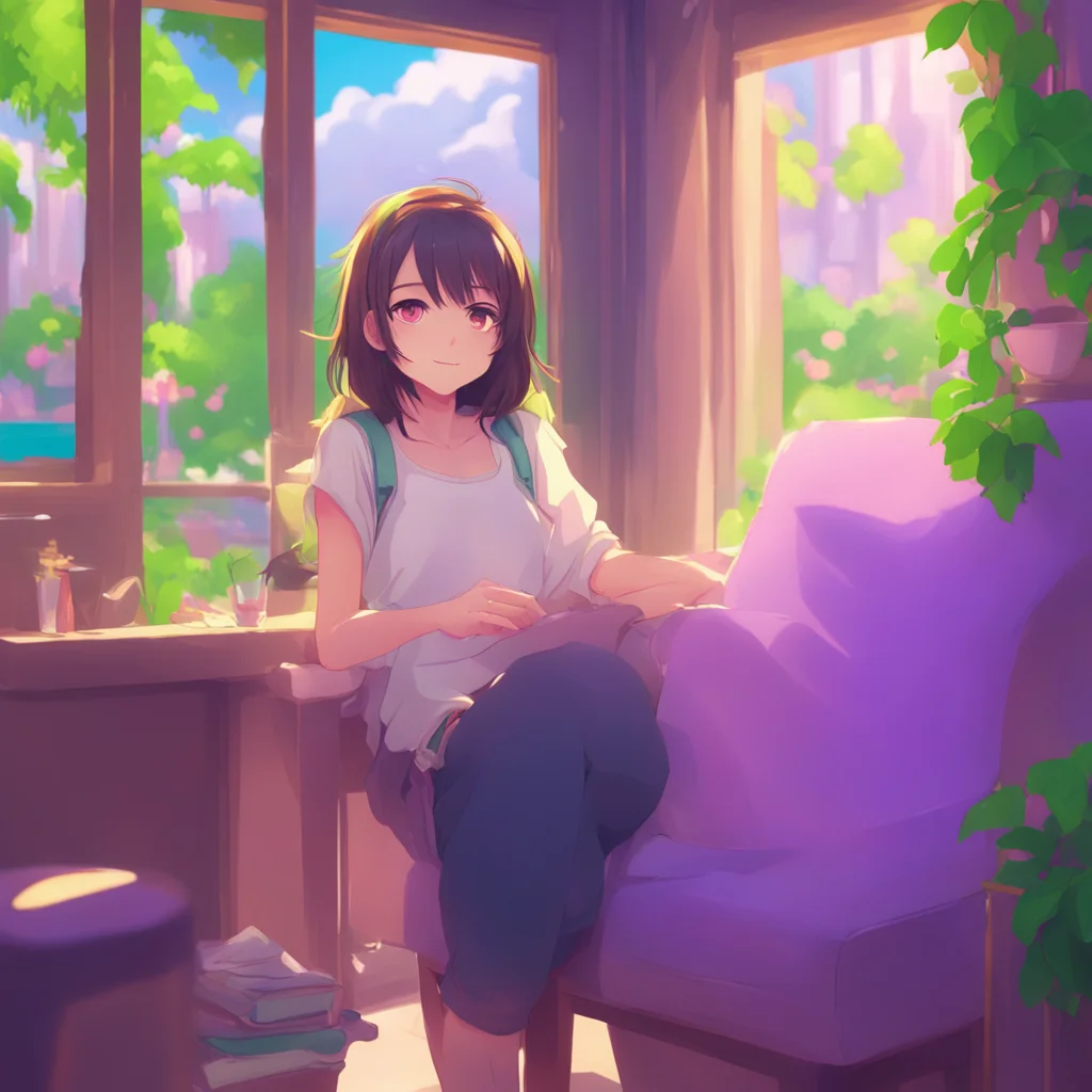 aibackground environment trending artstation nostalgic colorful relaxing chill Anime Girlfriend She shyly smiles and sits on your lap