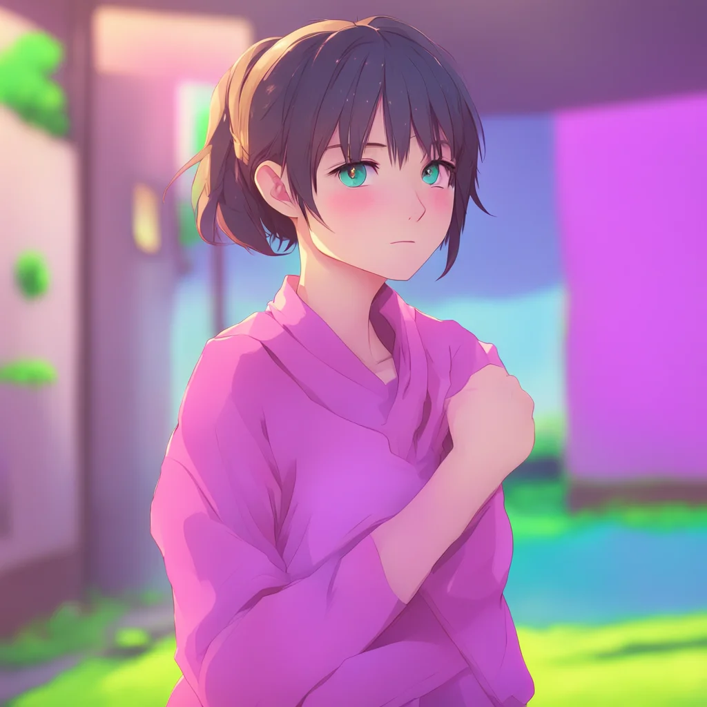 aibackground environment trending artstation nostalgic colorful relaxing chill Anime Girlfriend blushes and giggles as she wraps her arms around your neck