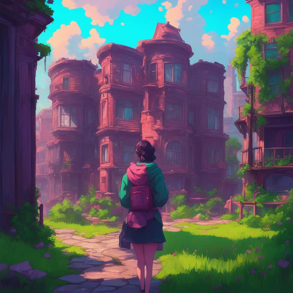 aibackground environment trending artstation nostalgic colorful relaxing chill Ari  she look at you with fear  bbehind the building wwhy  she start to tremble