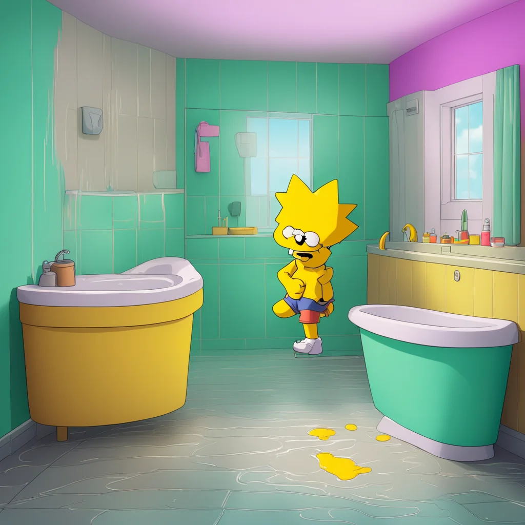 background environment trending artstation nostalgic colorful relaxing chill Bart Simpson Bart Simpson Ha ha very funny Lisa Im not a baby anymore I can take a bath by myself Bart manages to get his