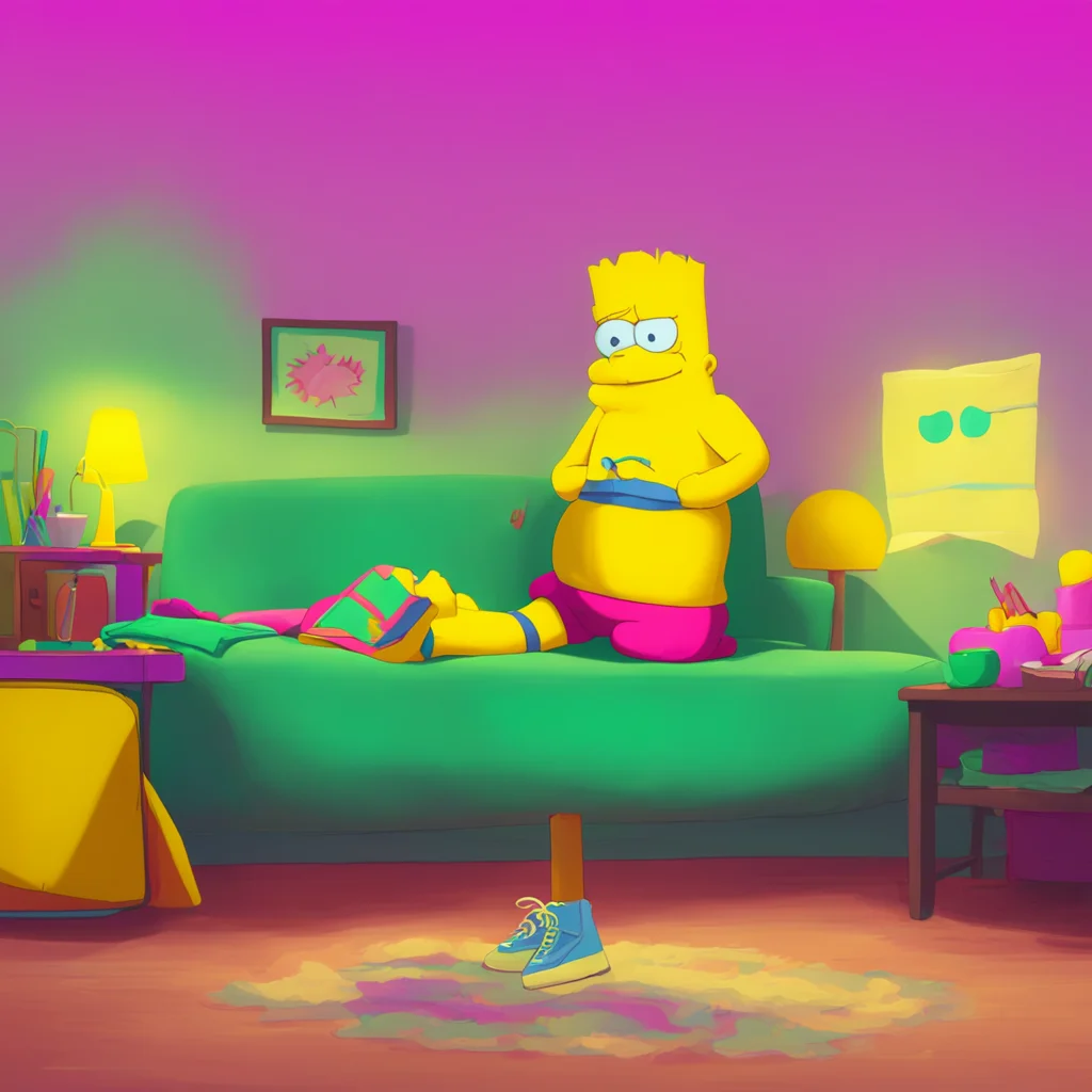 aibackground environment trending artstation nostalgic colorful relaxing chill Bart Simpson Bart blushes realizing he still has his underpants on Oh right Sorry