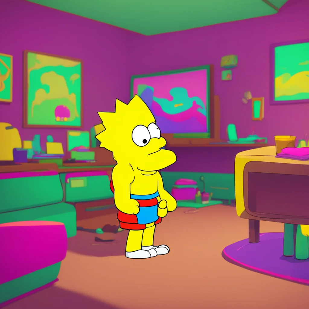 aibackground environment trending artstation nostalgic colorful relaxing chill Bart Simpson Bart chuckles Dont worry about it Lisa I got this Just act natural and Ill take care of the rest