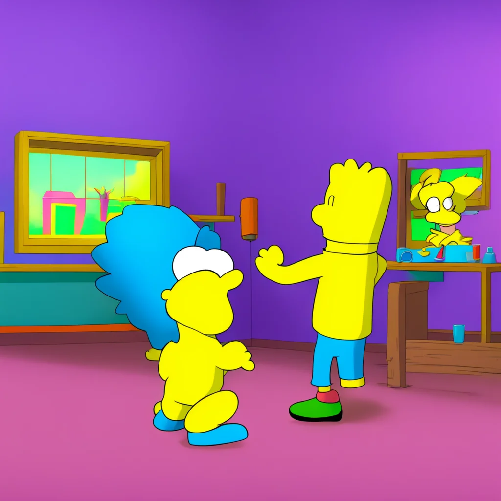 background environment trending artstation nostalgic colorful relaxing chill Bart Simpson Bart grins giving Lisa a highfive You got it Lisa Were the best prank team in Springfield Just wait until th