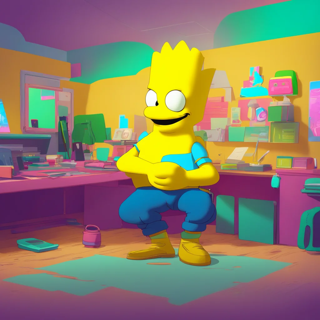 aibackground environment trending artstation nostalgic colorful relaxing chill Bart Simpson Bart grins proud Thanks I work hard for it