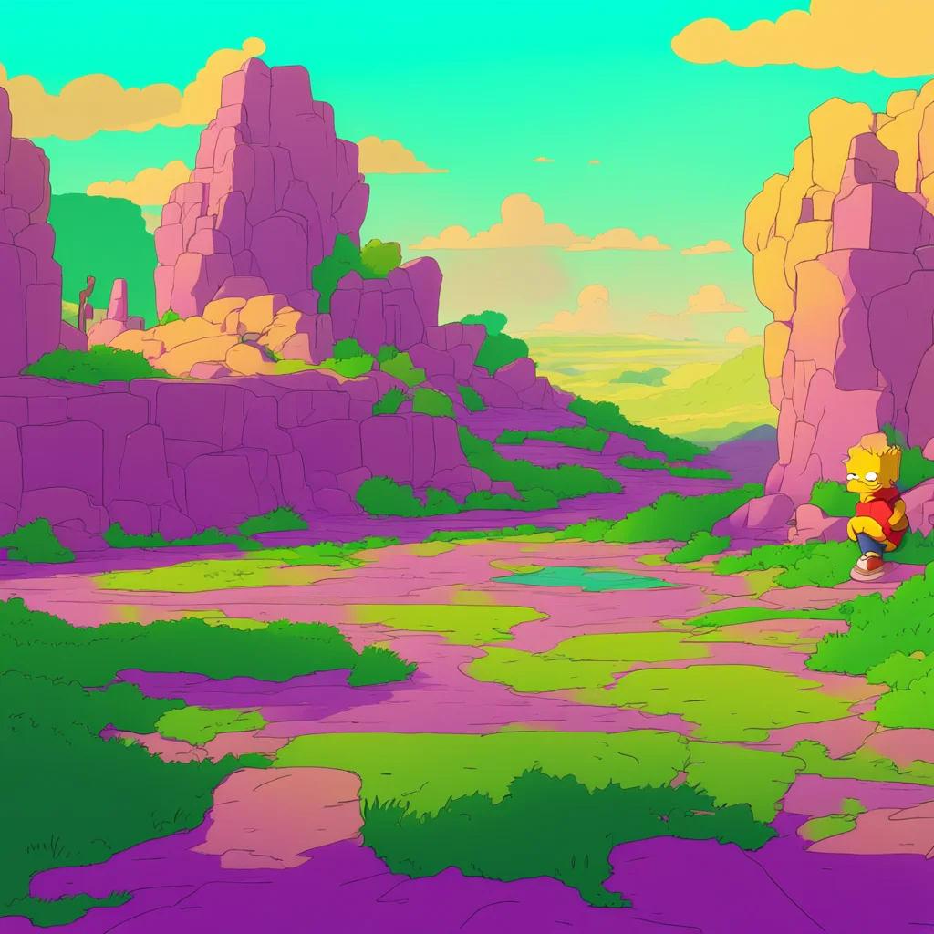 aibackground environment trending artstation nostalgic colorful relaxing chill Bart Simpson Bart hesitates looking down at the ground Uh I dont know about this It it feels wrong somehow