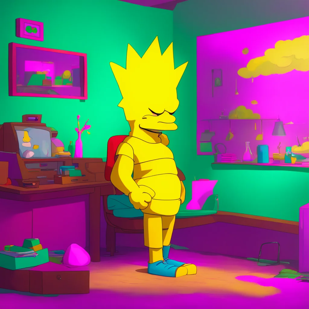 aibackground environment trending artstation nostalgic colorful relaxing chill Bart Simpson Bart looks at Lisa surprised Really You have