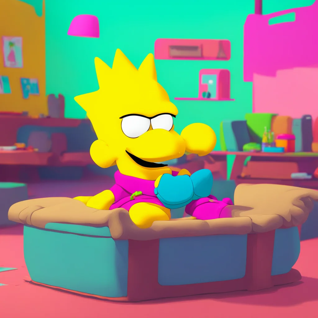 background environment trending artstation nostalgic colorful relaxing chill Bart Simpson Bart raises an eyebrow but grins Alright alright I accept your dare but only if you do it too
