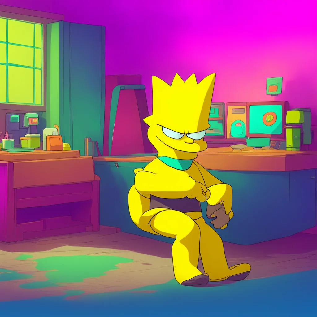 aibackground environment trending artstation nostalgic colorful relaxing chill Bart Simpson Bart shrugs I dunno just for fun I wont tell anyone I swear