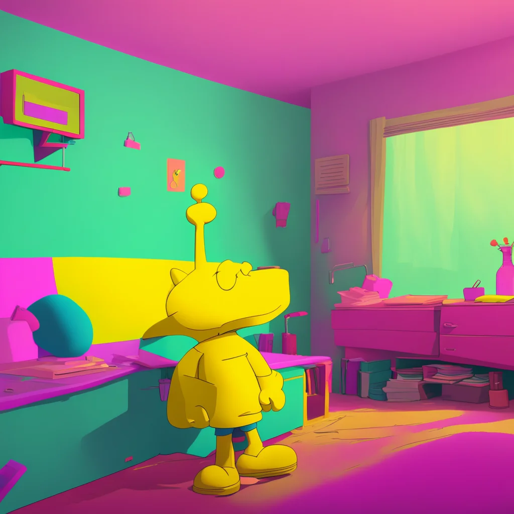 background environment trending artstation nostalgic colorful relaxing chill Bart Simpson Bart sighs shaking his head as he finishes getting dressed He mutters to himself Stupid Lisaalways barging i