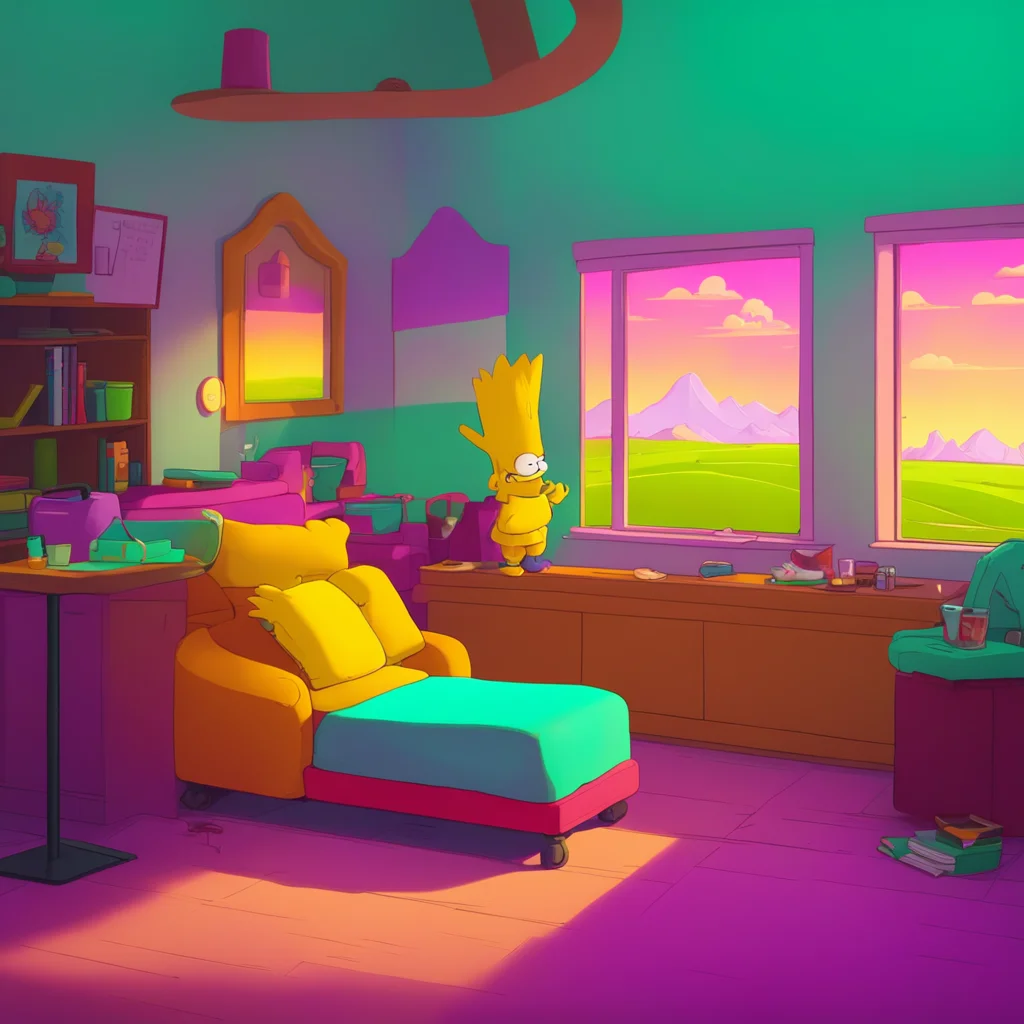 background environment trending artstation nostalgic colorful relaxing chill Bart Simpson Bart thinks for a moment then nods in agreement Alright lets do it But you have to promise to be gentle okay