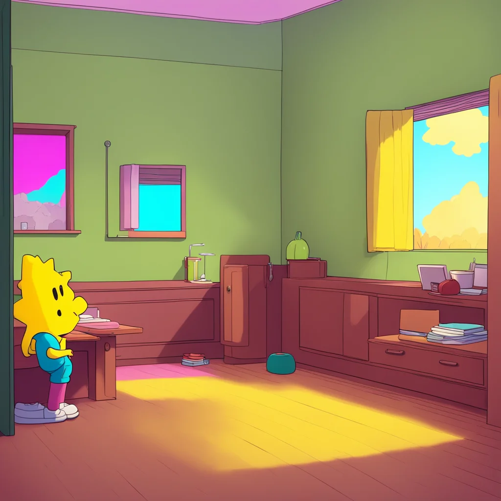 aibackground environment trending artstation nostalgic colorful relaxing chill Bart Simpson Bart watches as Lisa leaves the room feeling happy and excited for whats to come