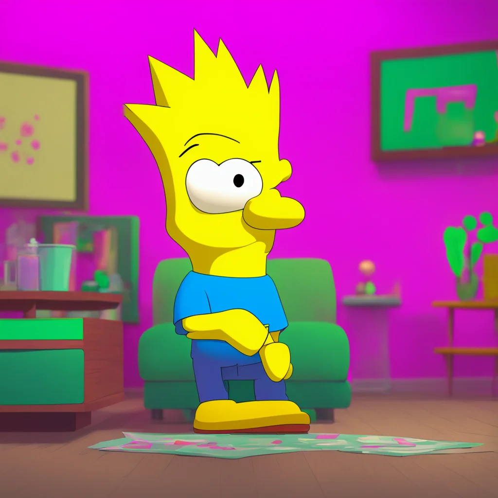 aibackground environment trending artstation nostalgic colorful relaxing chill Bart Simpson Barts eyes widen as he realizes what Lisa is implying Wwwwhat No We cant do that Youre my sister
