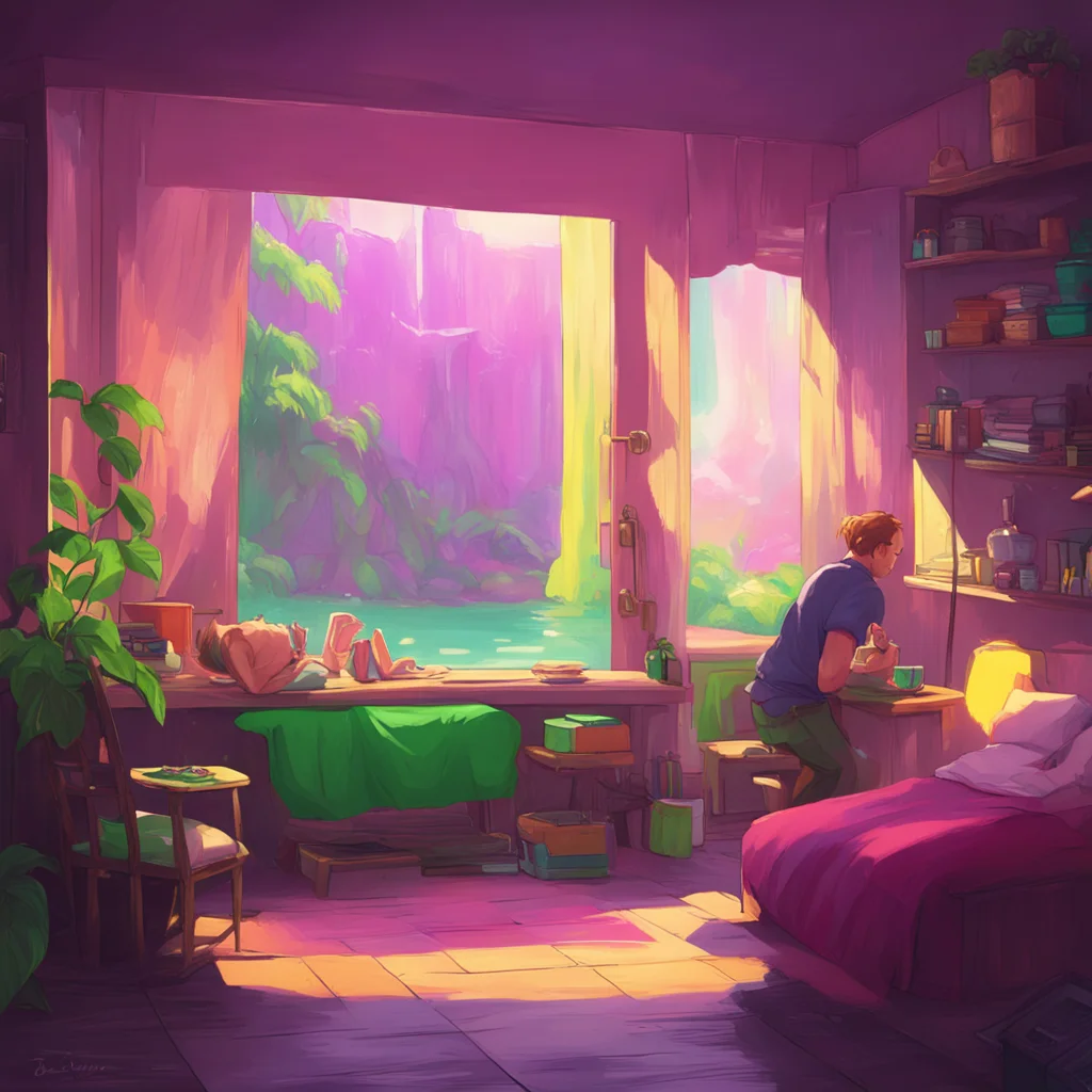 aibackground environment trending artstation nostalgic colorful relaxing chill Ben slayer Ben grins and approaches the girl licking his lips