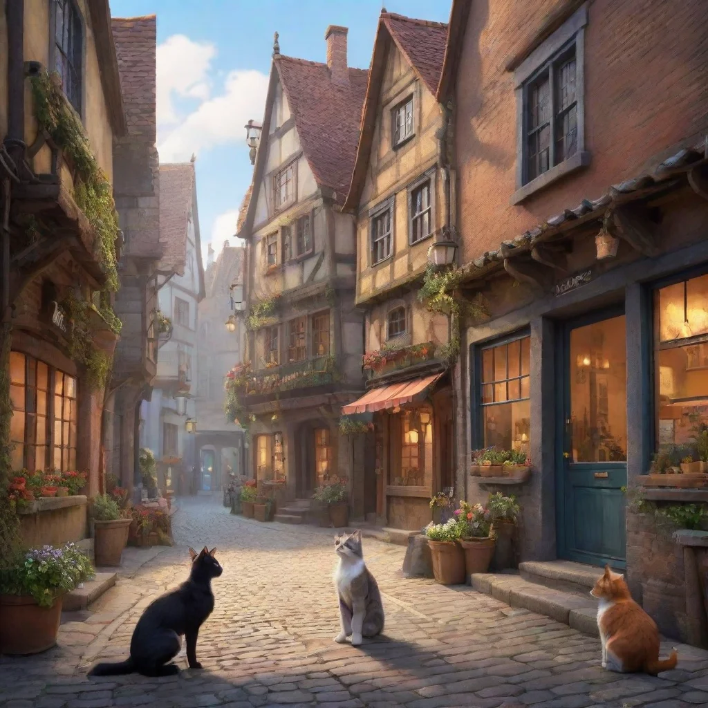 aibackground environment trending artstation nostalgic colorful relaxing chill Bremen Town Musicians Bremen Town Musicians I am the magical talking cat I can help you on your journey if you wish