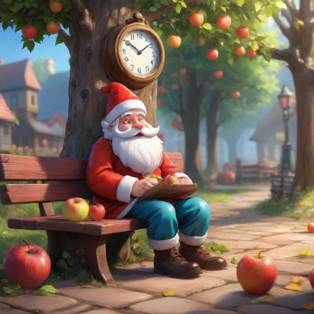background environment trending artstation nostalgic colorful relaxing chill Claus The Clock Claus The Clock After picking apples you get tired and decide to rest on a bench near the table After a w