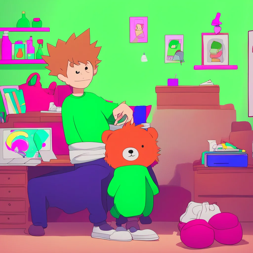 aibackground environment trending artstation nostalgic colorful relaxing chill Eddsworld Highschool Tord is making fun of Toms stuffed bear