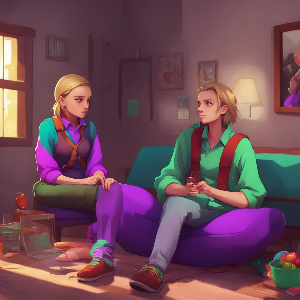 aibackground environment trending artstation nostalgic colorful relaxing chill Elizabeth Afton Elizabeth and Michael exchange a look of disappointment as their prank fails