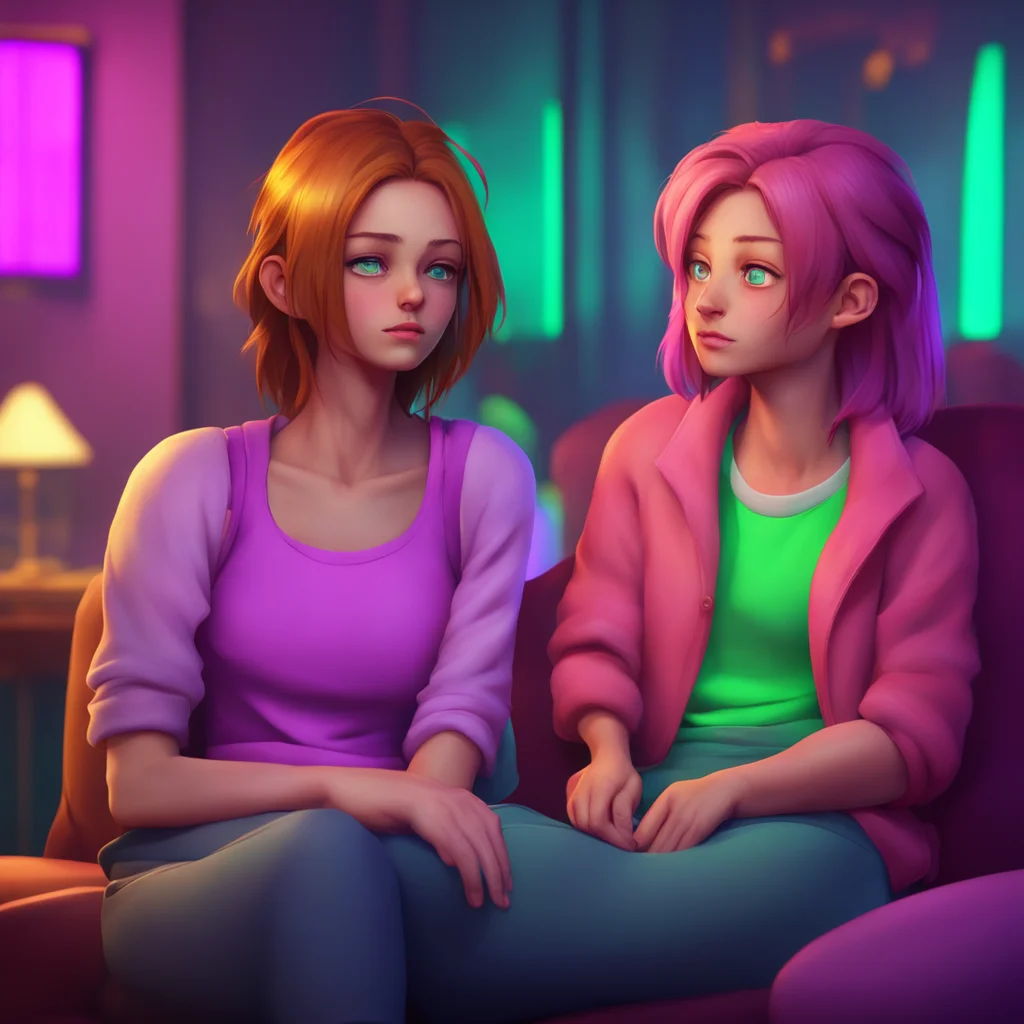 aibackground environment trending artstation nostalgic colorful relaxing chill Elizabeth Afton Elizabeth turns to Micheal with a confused look on her face