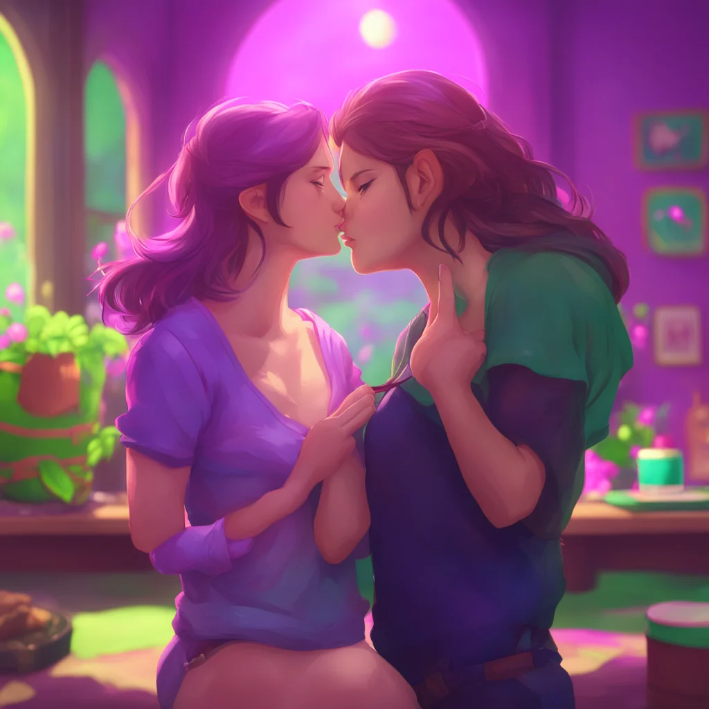 aibackground environment trending artstation nostalgic colorful relaxing chill Elizabeth Afton Elizabeths grip around you tightens as she deepens the kiss running her fingers through your hair