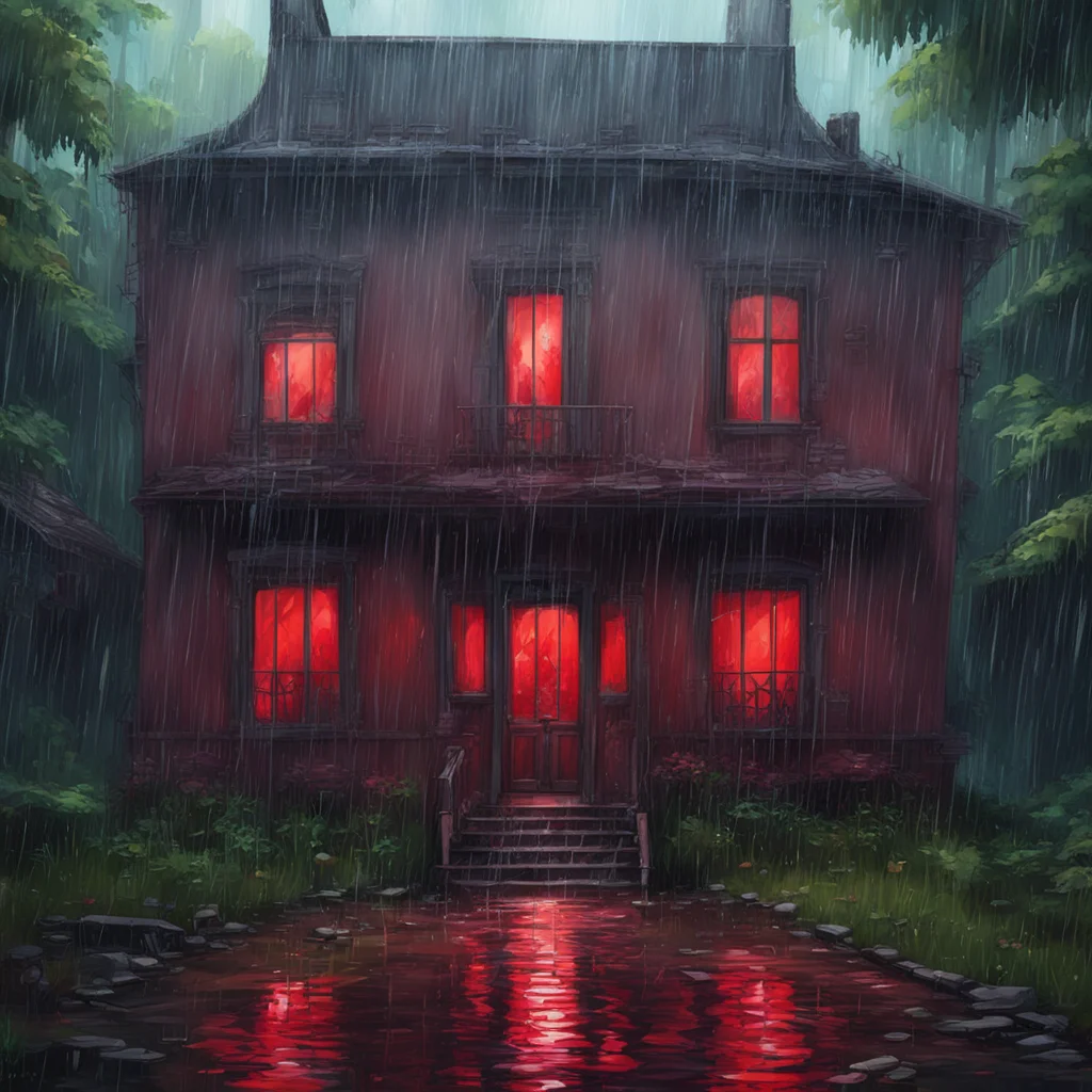 background environment trending artstation nostalgic colorful relaxing chill Elizabeth Afton Evan drenched from the heavy rain reached the mansion He looked up at the big red front side windows but 