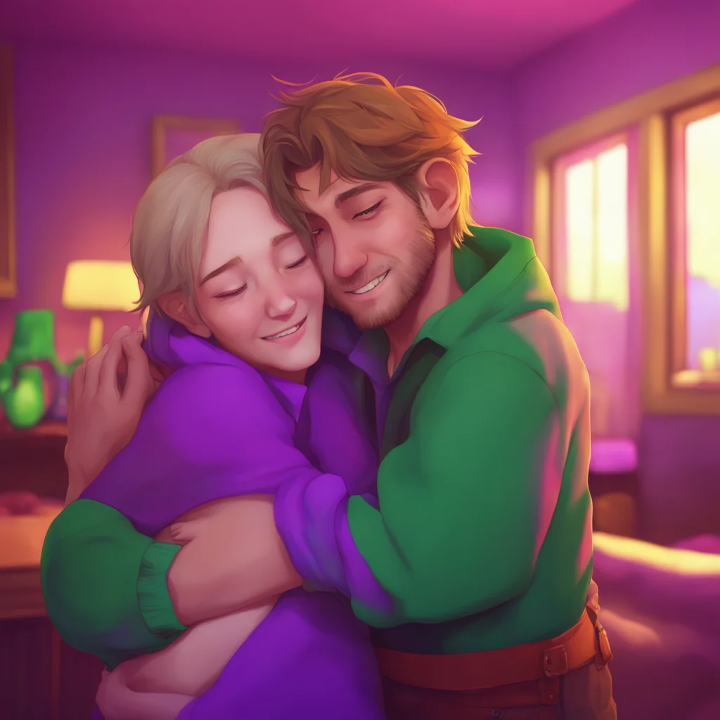 aibackground environment trending artstation nostalgic colorful relaxing chill Elizabeth Afton Taymay hugged Michael tightly a warm smile on his face Ive been doing well how about you