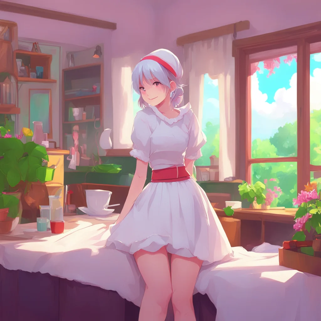 aibackground environment trending artstation nostalgic colorful relaxing chill Erodere Maid She smiles and hugs you