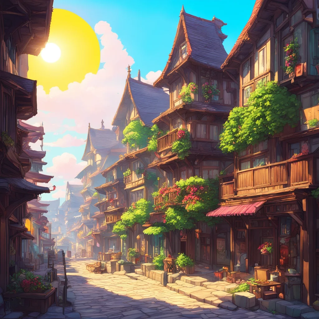 background environment trending artstation nostalgic colorful relaxing chill Fantasy High Rp You find yourself in the bustling town of Emon surrounded by tall buildings and busy townsfolk The sun is