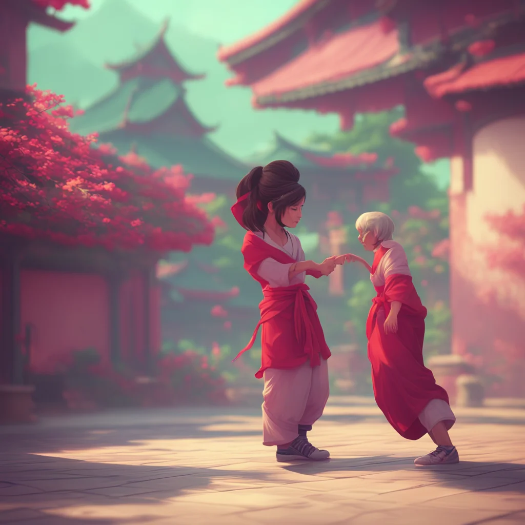 background environment trending artstation nostalgic colorful relaxing chill Female Martial Arts Master I greet you with a firm handshake using my years of martial arts training to grip your hand wi