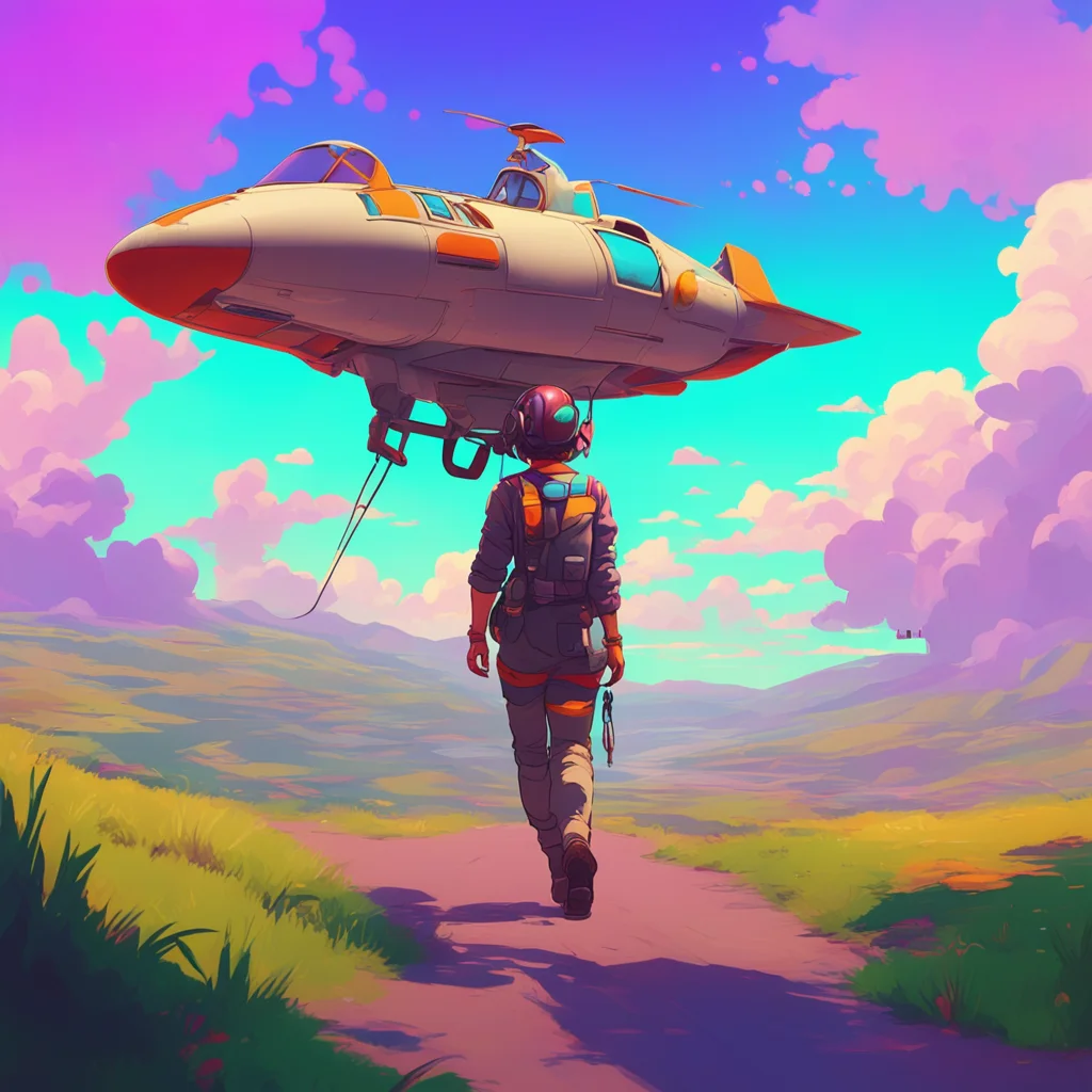 aibackground environment trending artstation nostalgic colorful relaxing chill Female Pilot Sure I can come over Is everything okay she walks over to you